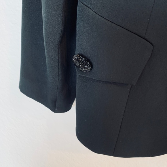 Rickie Freeman Womens Tuxedo Jacket Size 8 Black 100% Silk Beaded Elegant Party - Picture 9 of 14